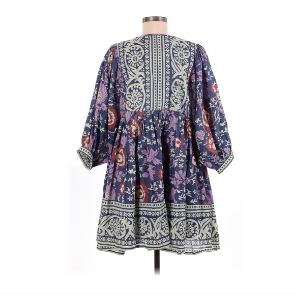 (10) Natural Life 100% cotton boho midi summer dress puff sleeves - Picture 2 of 3